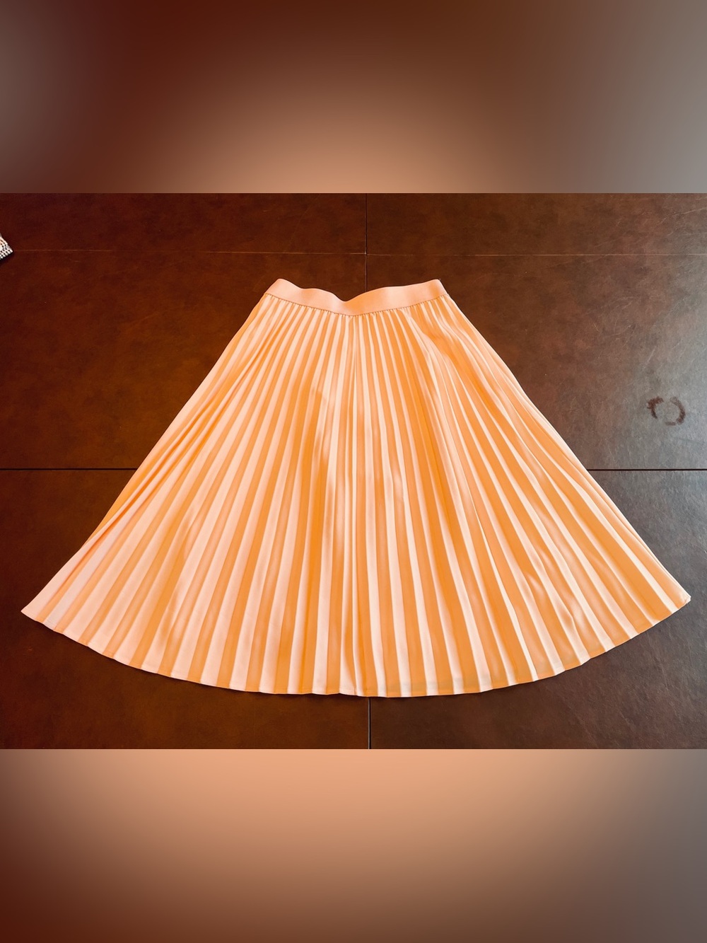 New York & Company Stretch pale-pink/peach Pleated A-Line Skirt